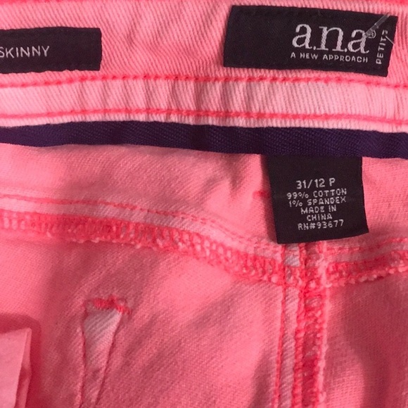A.n.a jeans women’s size 12P 12 petite fluorescent pink cropped skinny r… - Picture 10 of 11